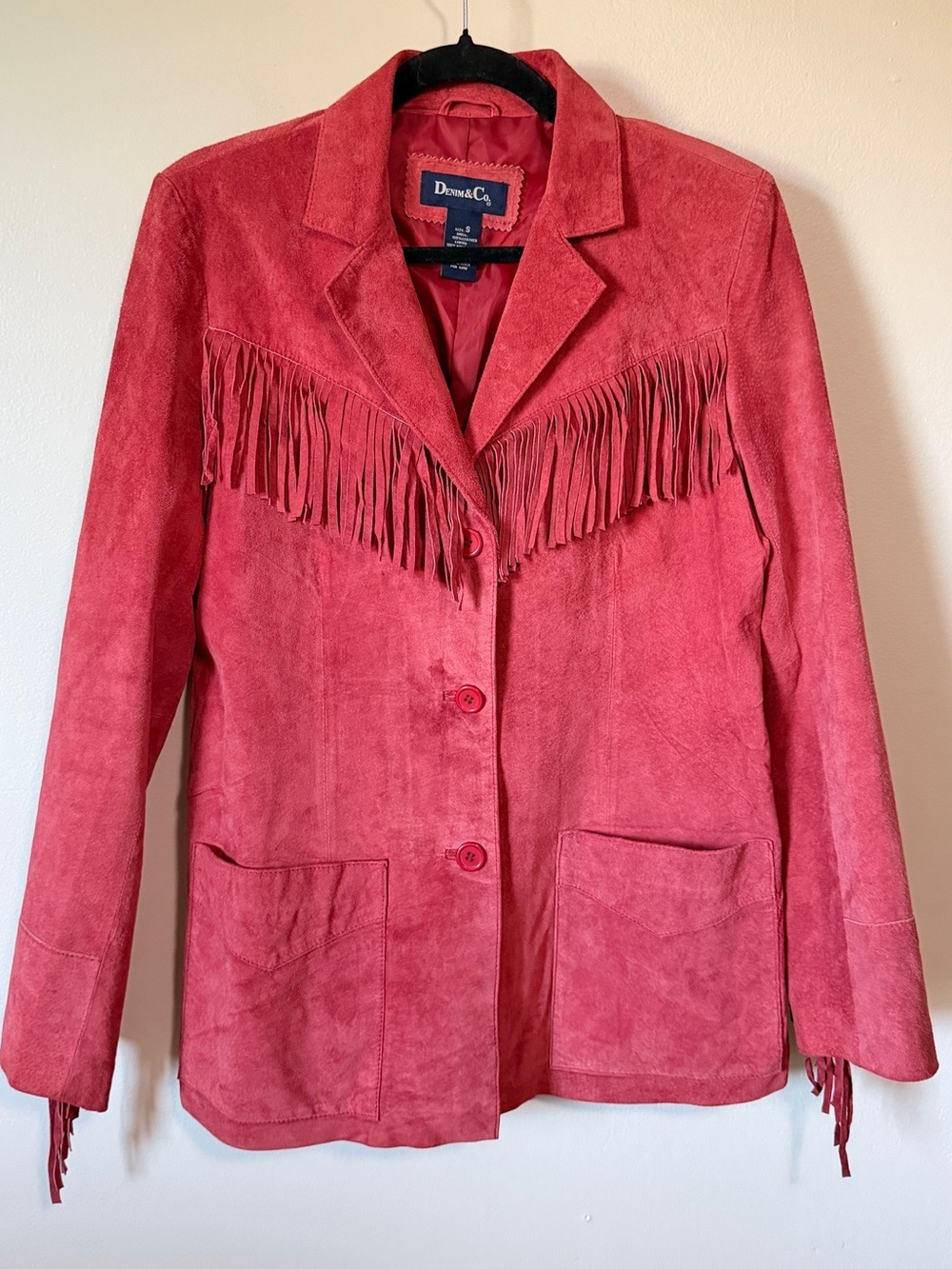 RARE Vintage fringe 100% suede leather long coat stagecoach festival size small